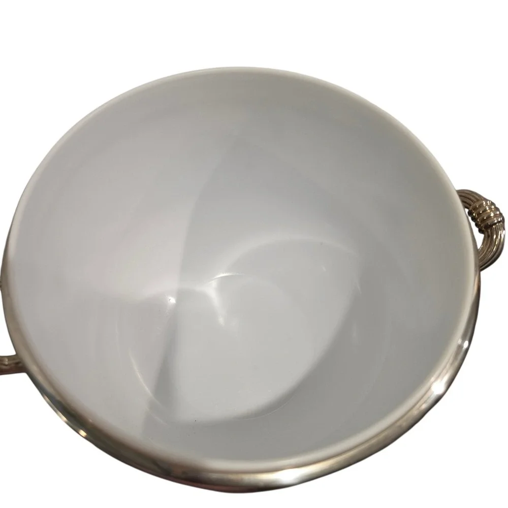 Mid-Century Ice Bucket, Silver-Plated Barware, Hollywood Regency Bar Decor